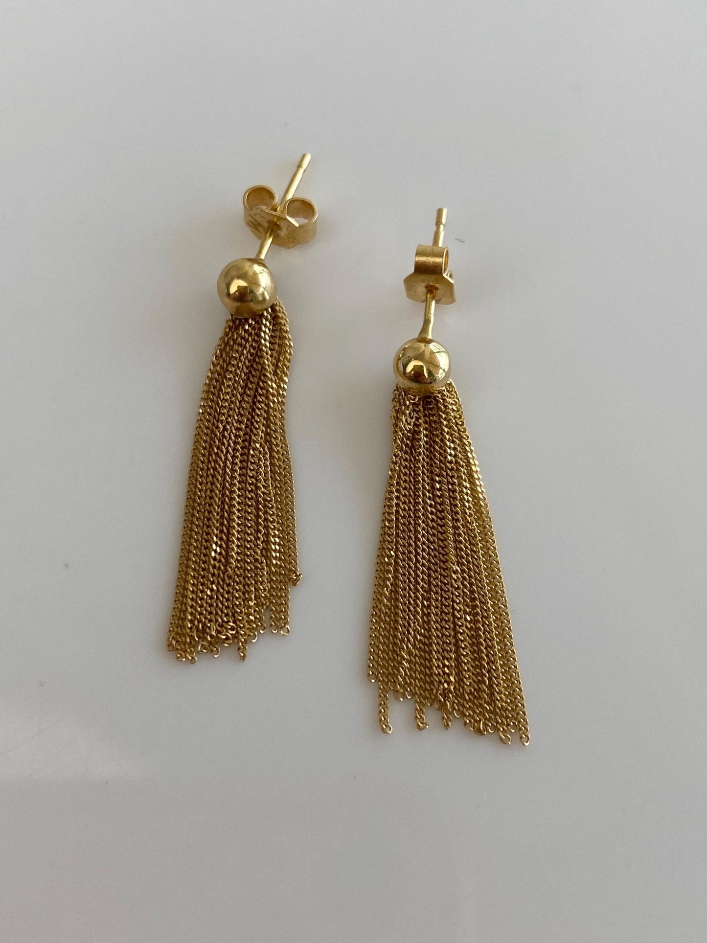 Vintage Solid 18k Yellow Gold Fringe Stud Earrings