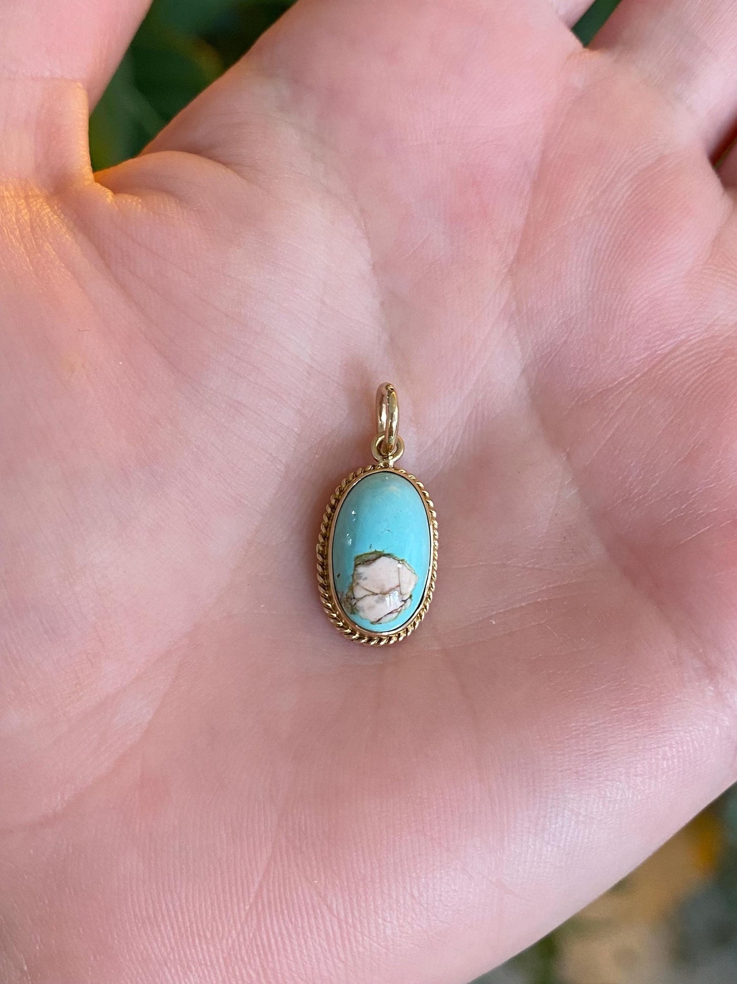 Vintage Solid 10k Yellow Gold Turquoise Stick Pin Conversion Charm