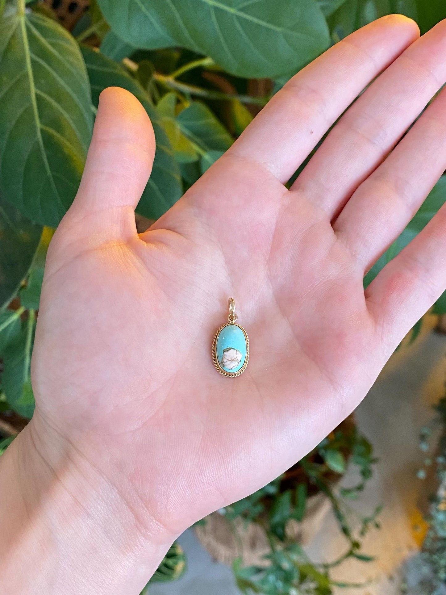 Vintage Solid 10k Yellow Gold Turquoise Stick Pin Conversion Charm