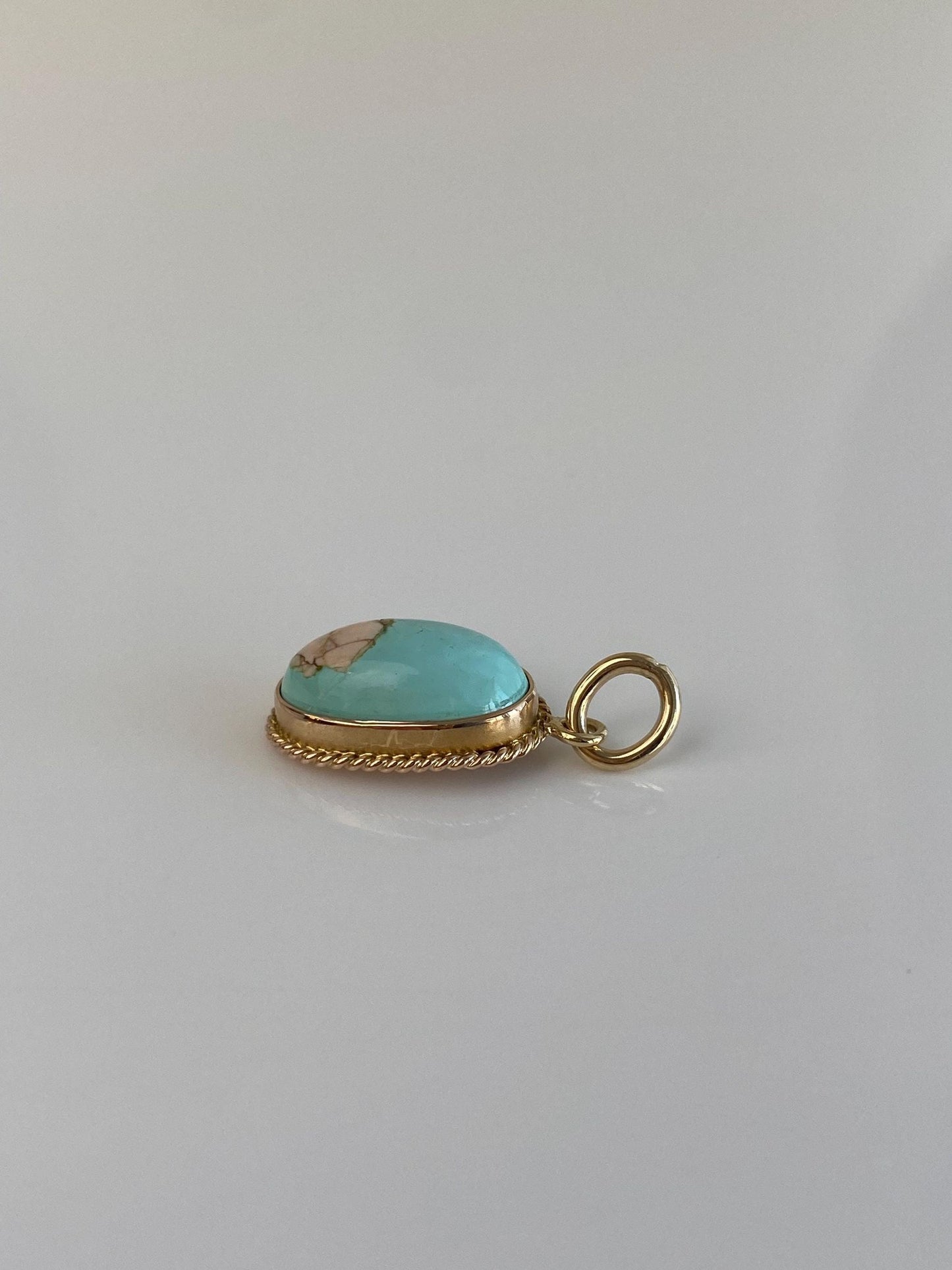 Vintage Solid 10k Yellow Gold Turquoise Stick Pin Conversion Charm