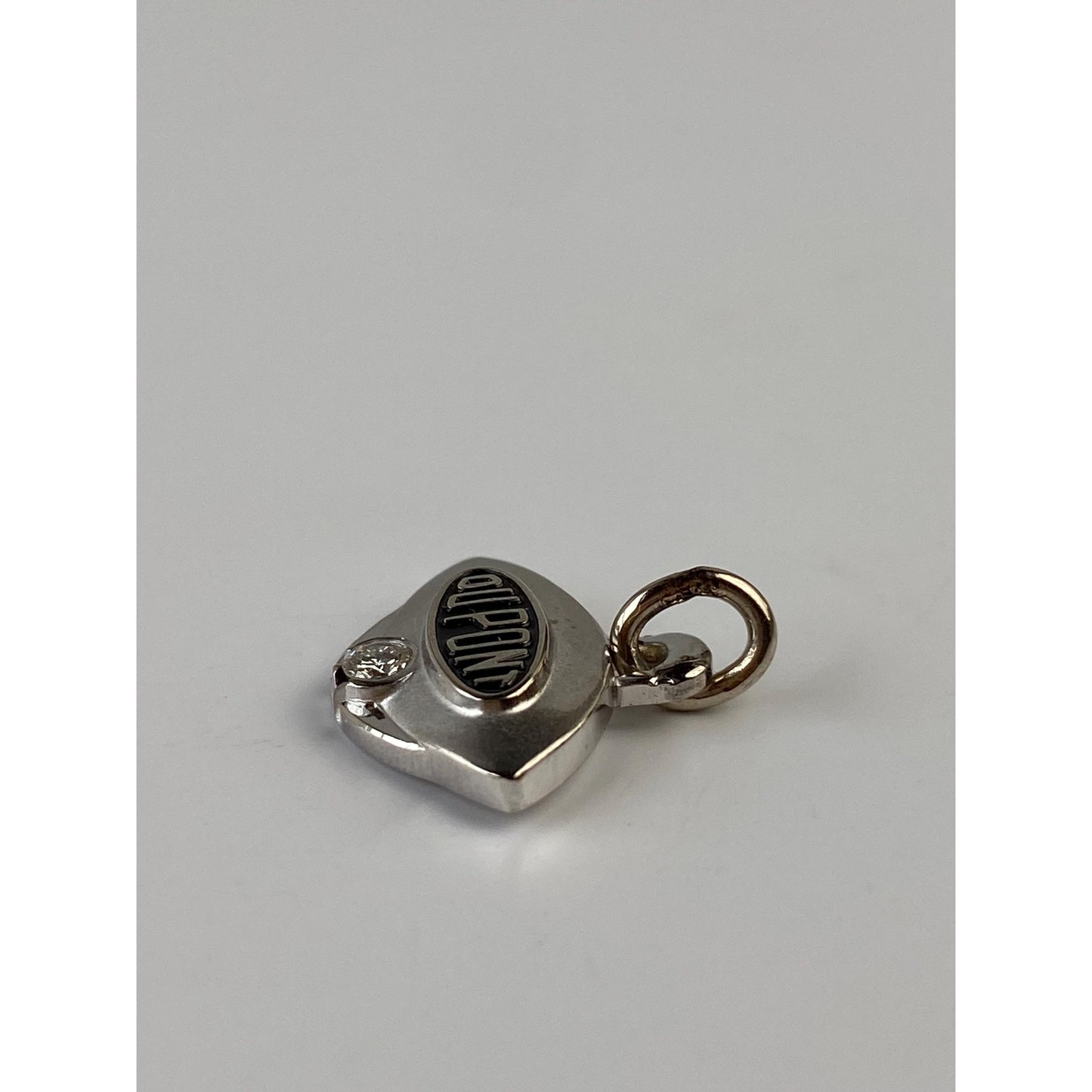 Solid 10k White Gold Diamond 'DuPont' Charm