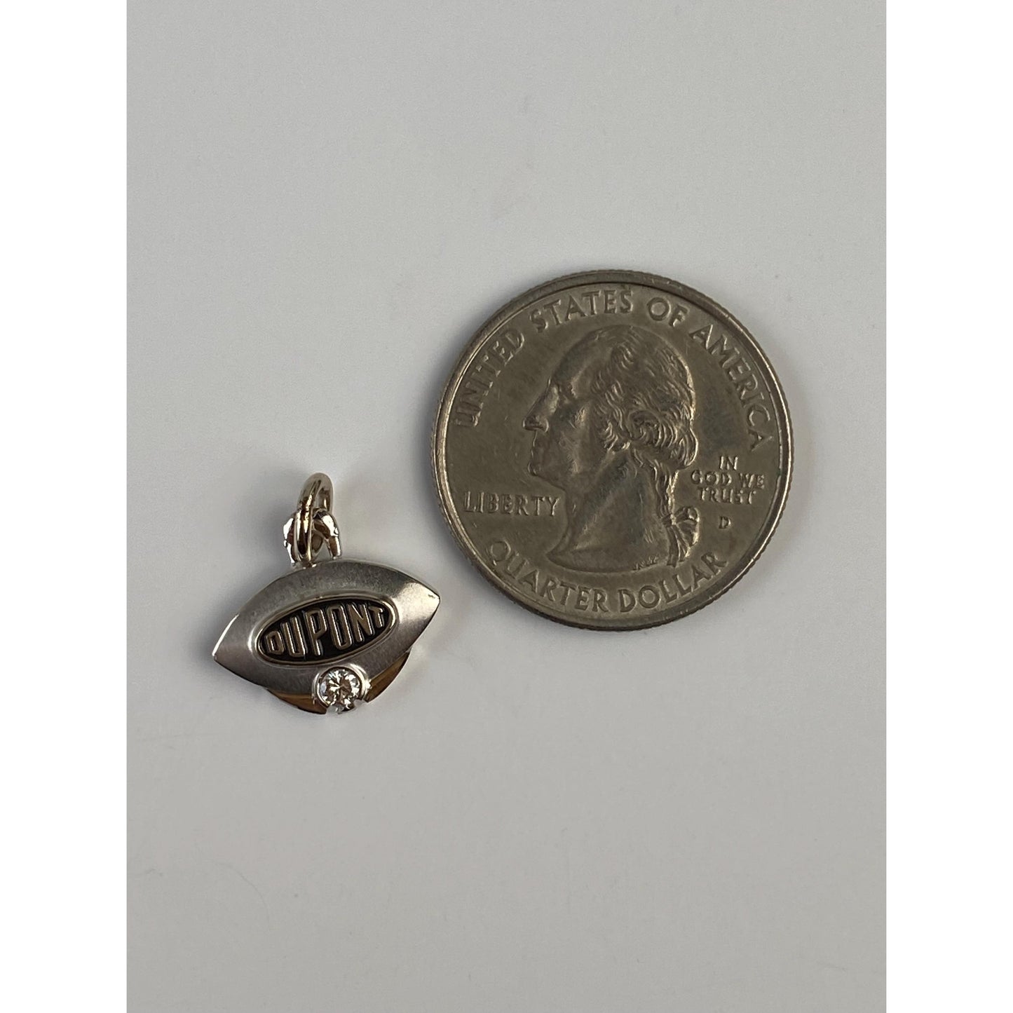 Solid 10k White Gold Diamond 'DuPont' Charm