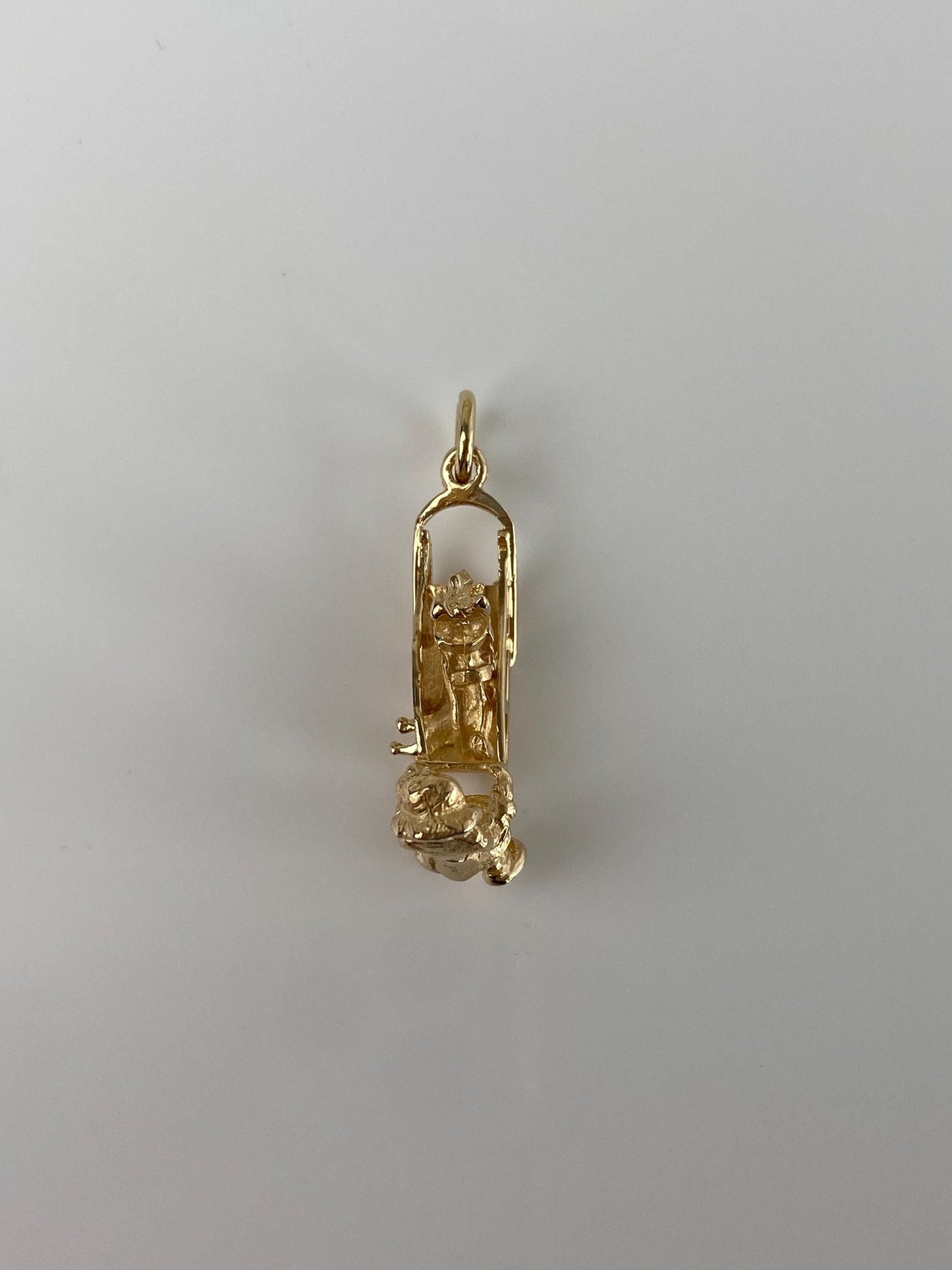 Vintage Solid 14k Yellow Gold Dog Sled Charm