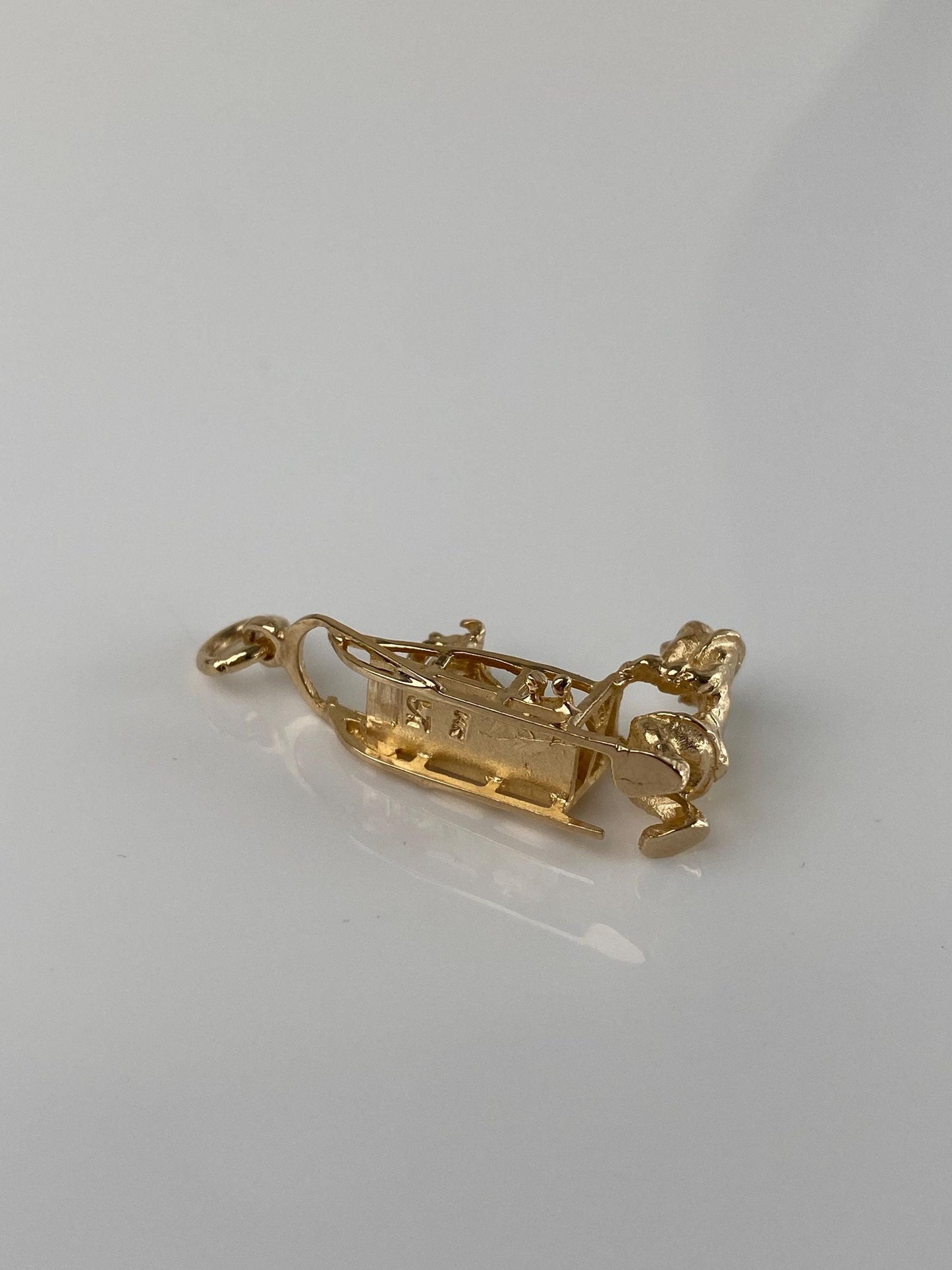Vintage Solid 14k Yellow Gold Dog Sled Charm