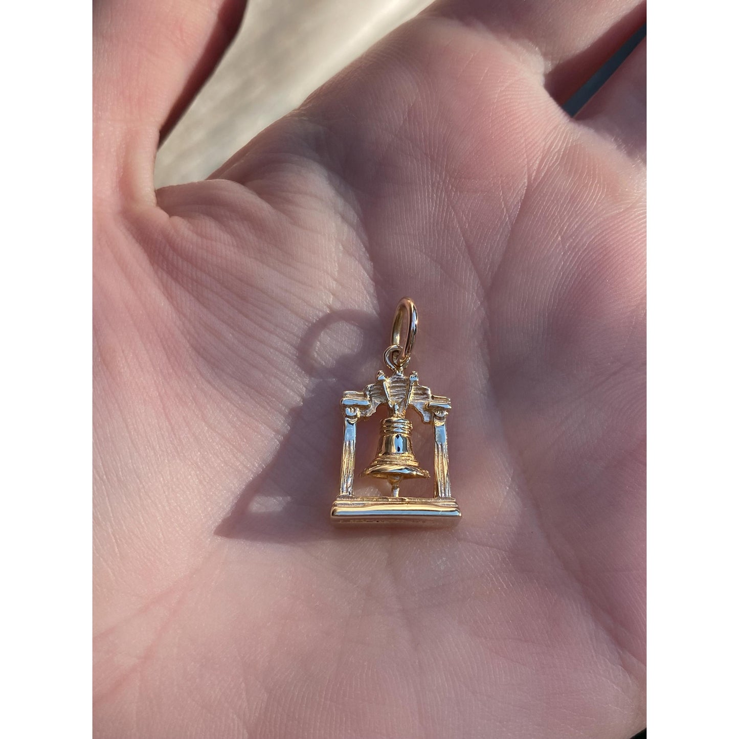 Vintage Solid 10k Yellow Gold Liberty Bell Charm
