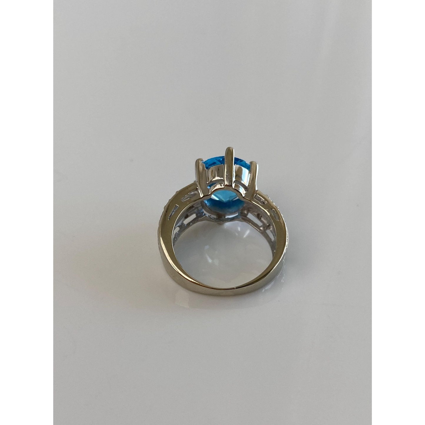 Vintage Solid 14k White Gold Diamond Topaz Ring - Size 6