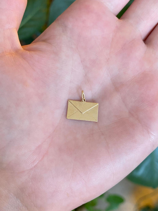 Solid 10k Yellow Gold Envelope Charm