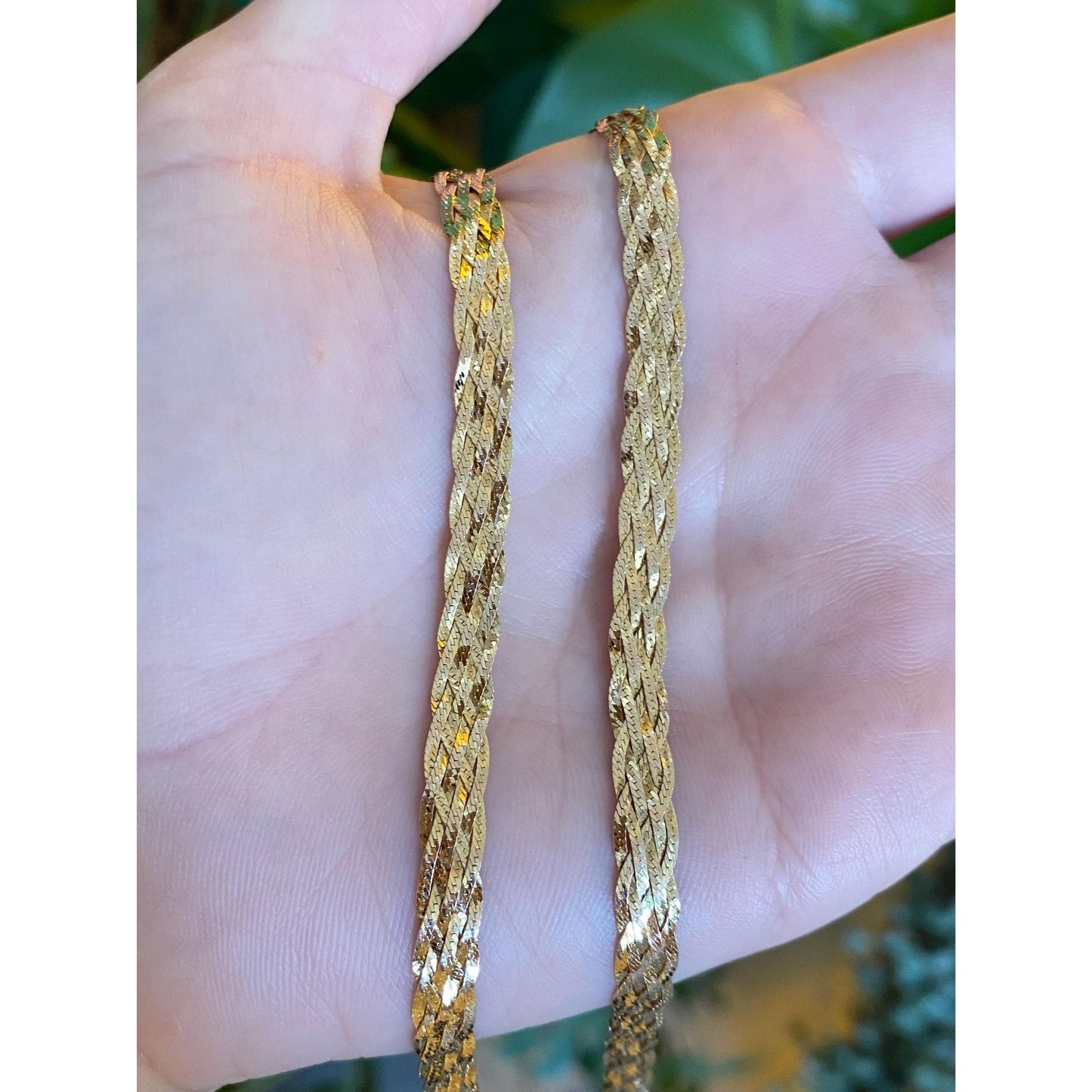 Solid 14k Yellow Gold Woven Flat Chain Necklace - 16.25 inches