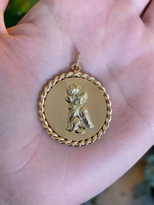 Vintage Solid 14k Yellow Gold Poodle Charm