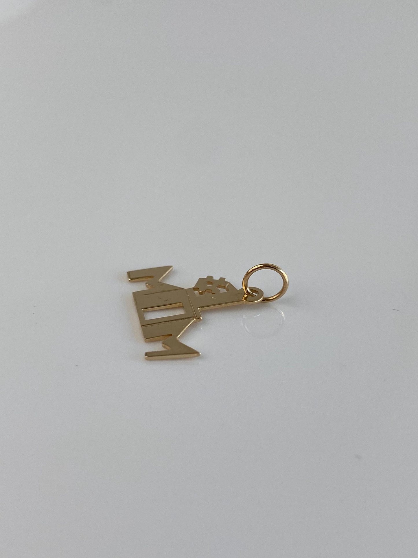 Vintage Solid 14k Yellow Gold #1 Mom Charm