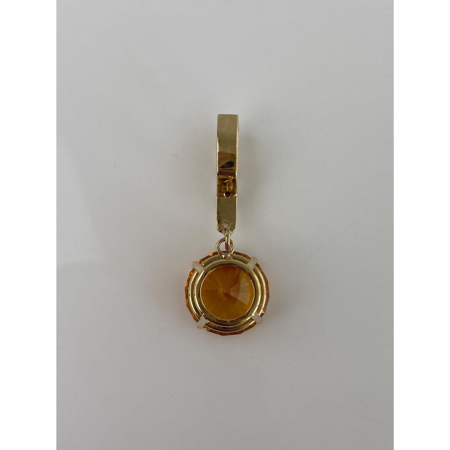 Vintage Solid 14k Yellow Gold Citrine Red Cubic Zirconia Charm