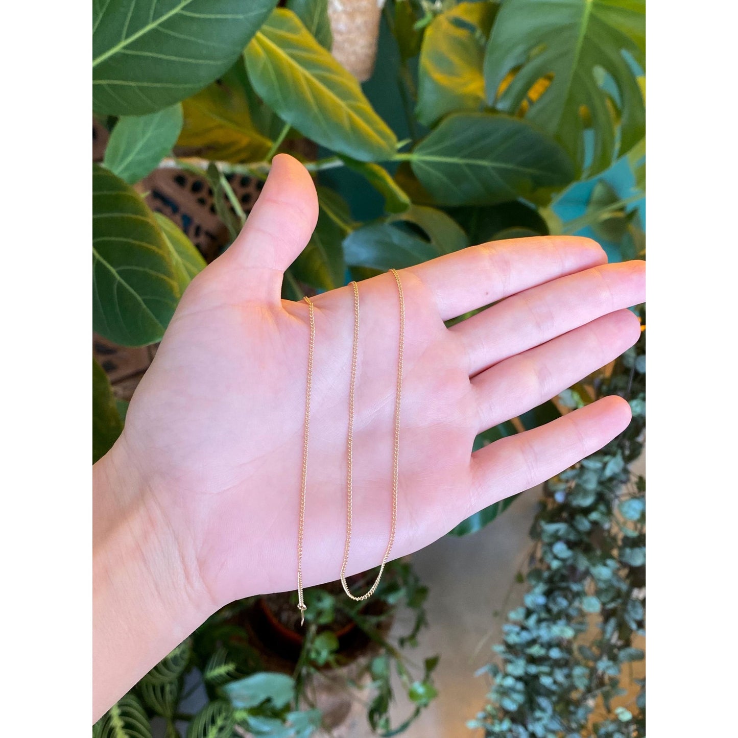 Vintage Solid 10k Yellow Gold Dainty Curb Chain Necklace - 16.5 inches