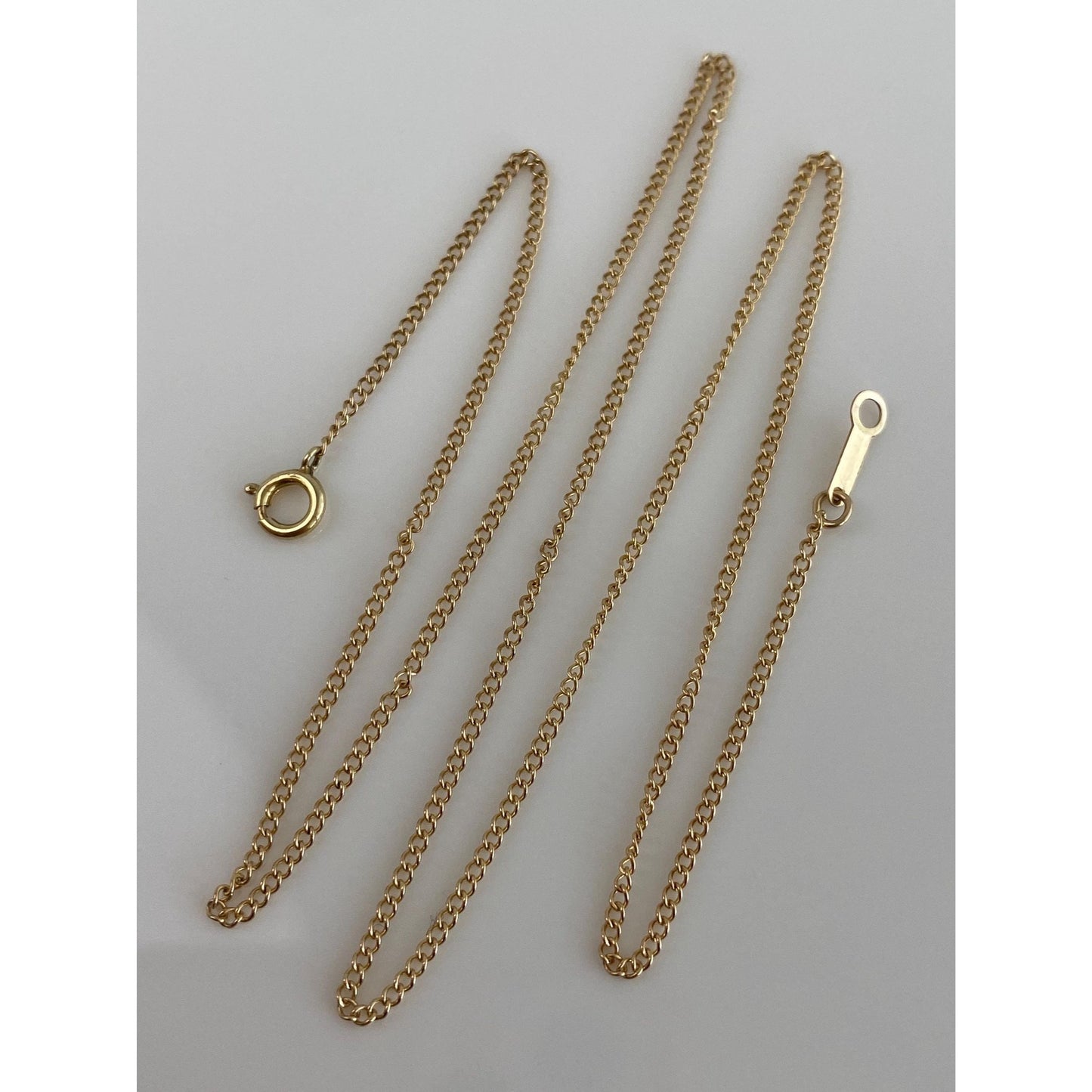 Vintage Solid 10k Yellow Gold Dainty Curb Chain Necklace - 16.5 inches