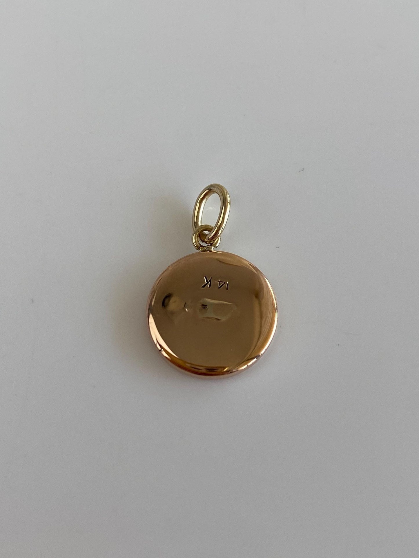 Vintage Solid 14k Yellow Gold Mother of Pearl Button Cufflink Charm