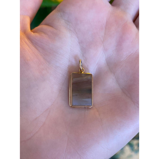 Vintage Solid 10k Yellow Gold Agate Charm