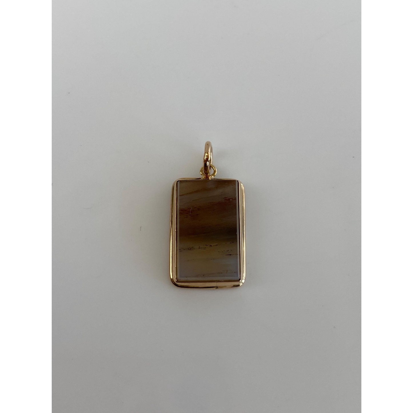Vintage Solid 10k Yellow Gold Agate Charm