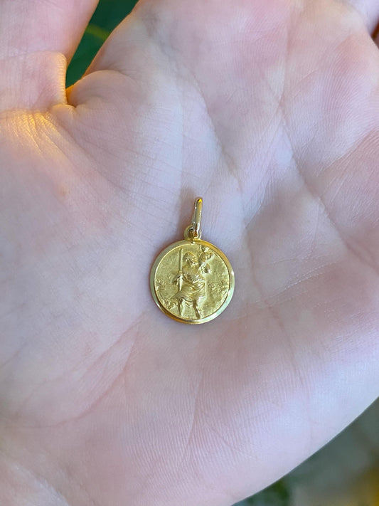 Vintage Solid 18k Yellow Gold Rome Catholic Charm