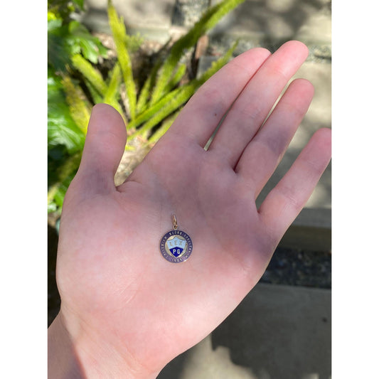 Vintage Solid 14k Yellow Gold Enamel Georgetown College Charm