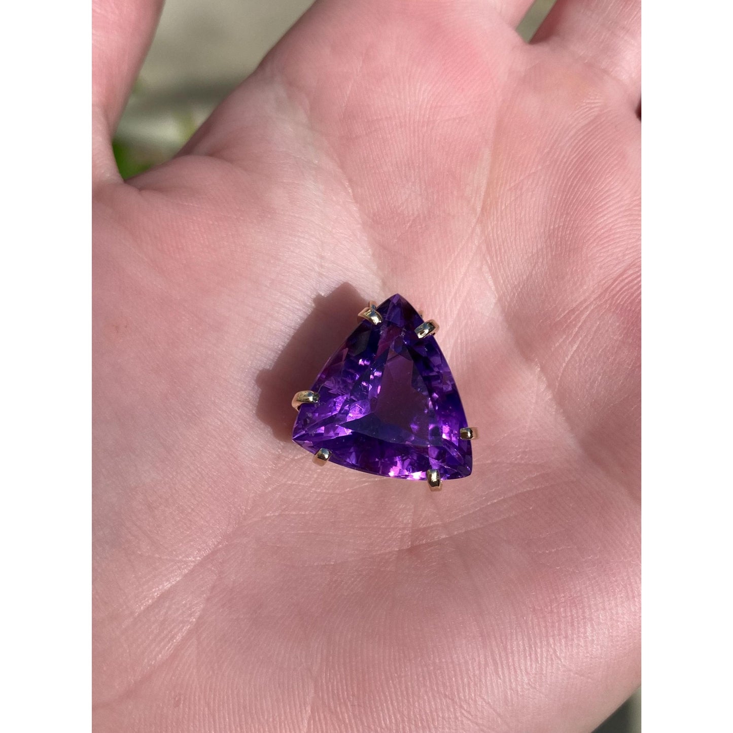 Vintage Solid 14k Yellow Gold Large Amethyst Charm