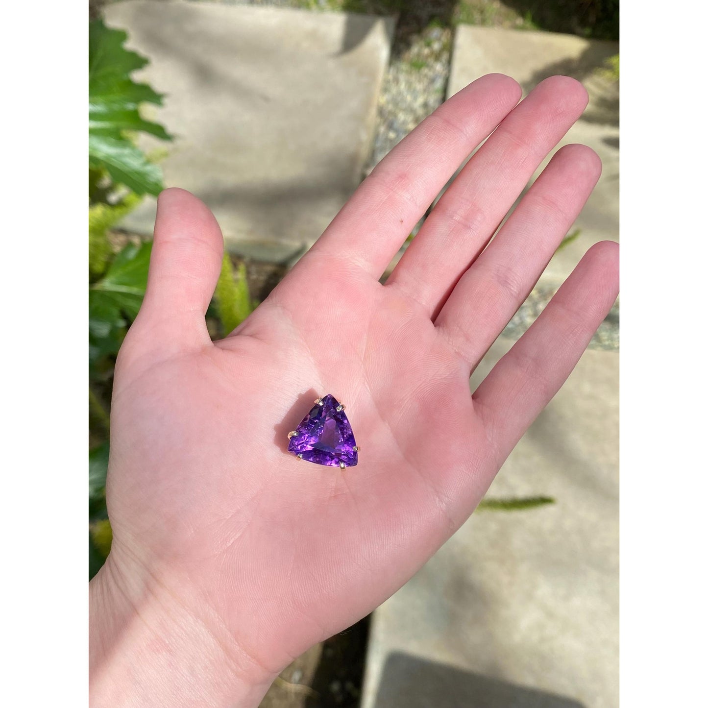 Vintage Solid 14k Yellow Gold Large Amethyst Charm