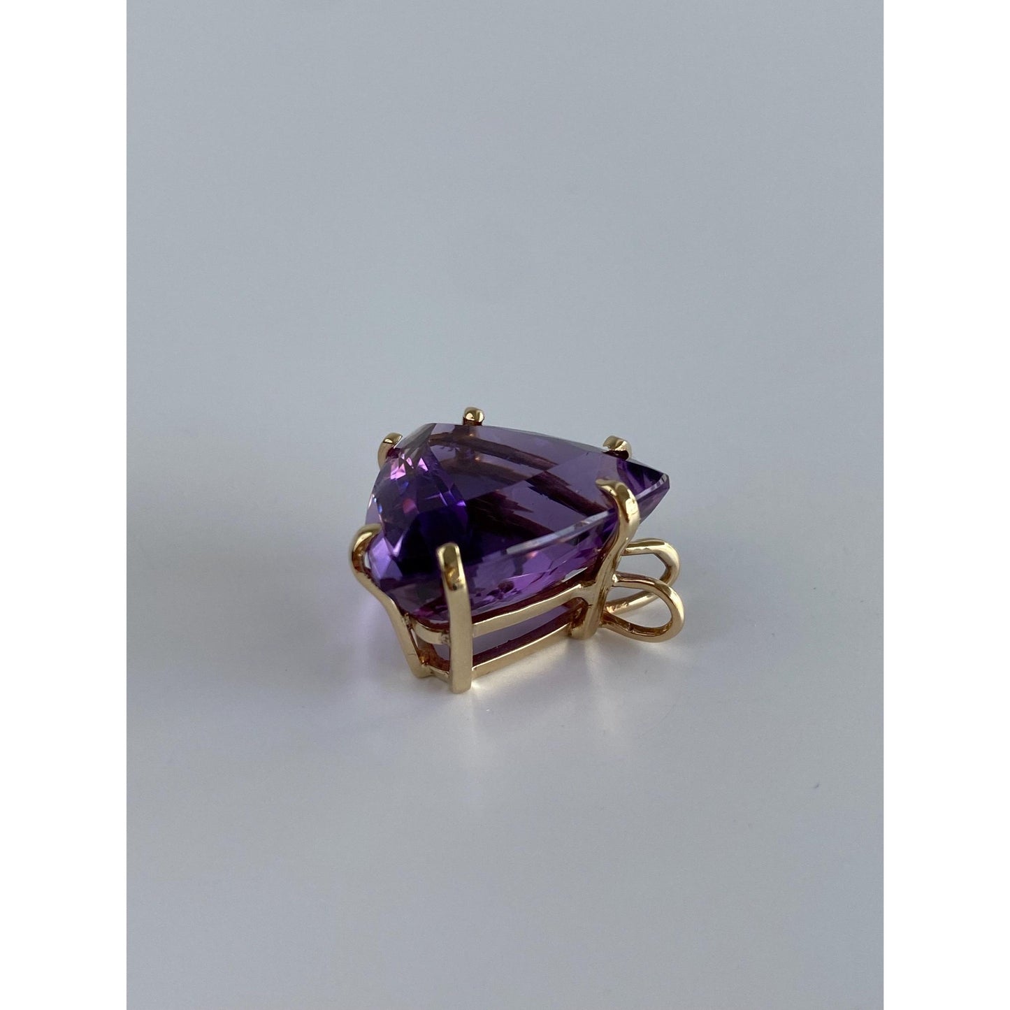 Vintage Solid 14k Yellow Gold Large Amethyst Charm