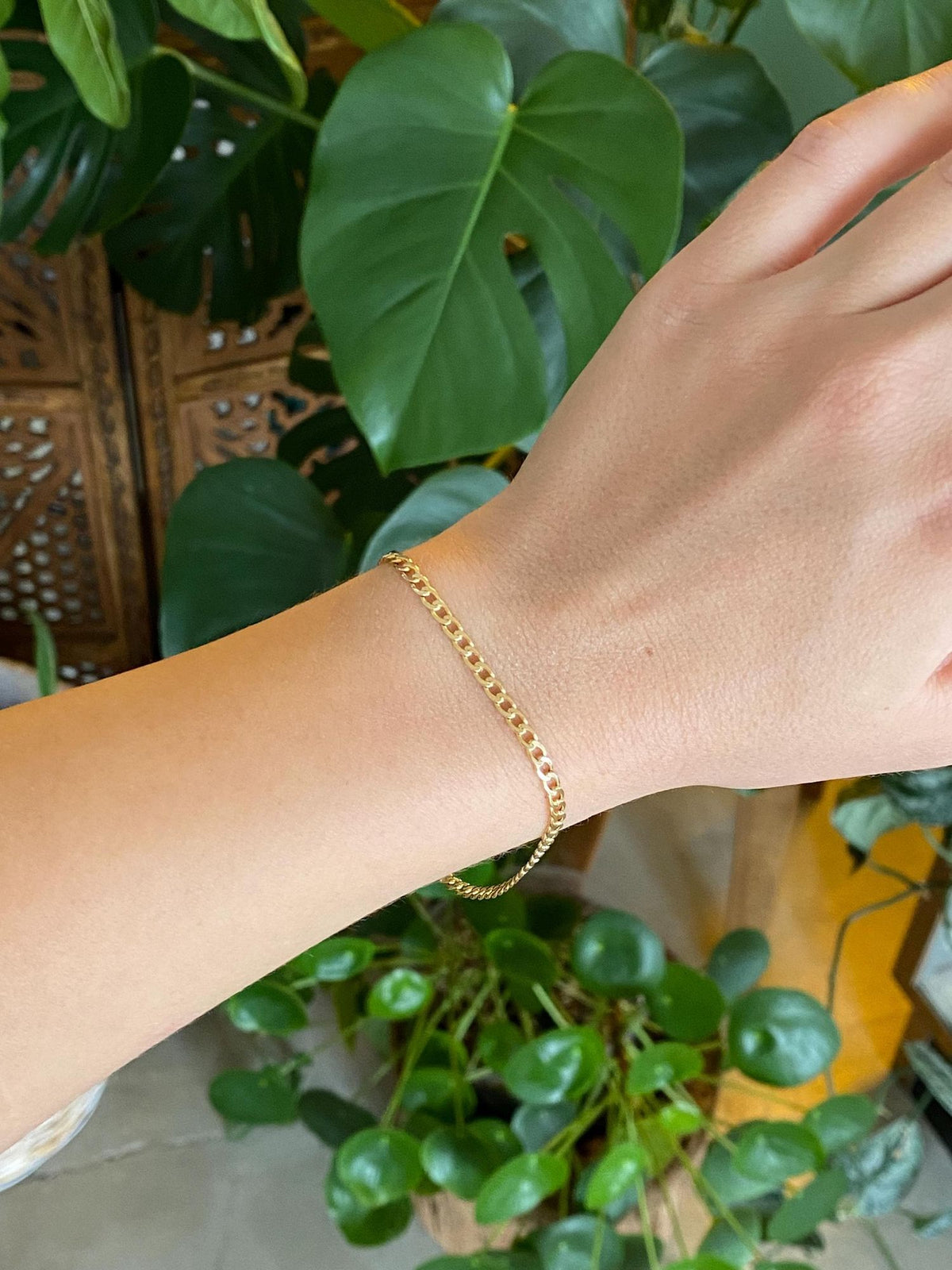 Vintage 10k Yellow Gold Elongated Curb Chain Bracelet - 8 inches