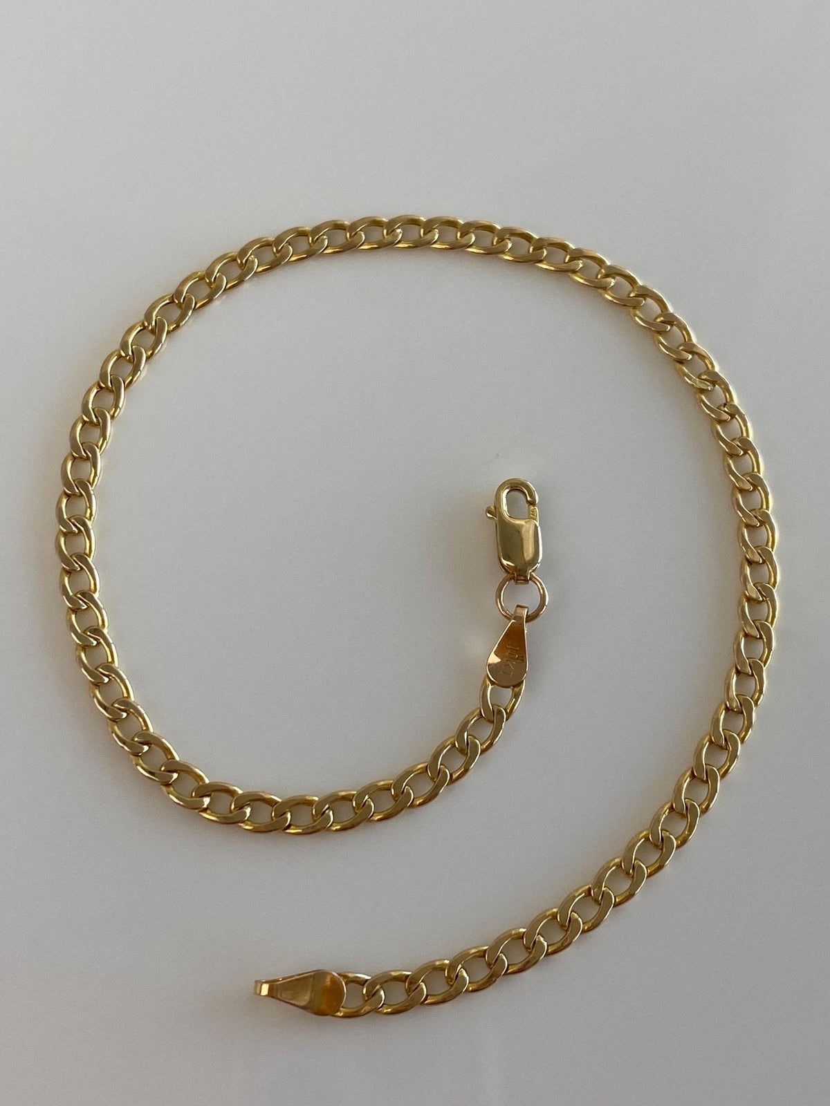 Vintage 10k Yellow Gold Elongated Curb Chain Bracelet - 8 inches