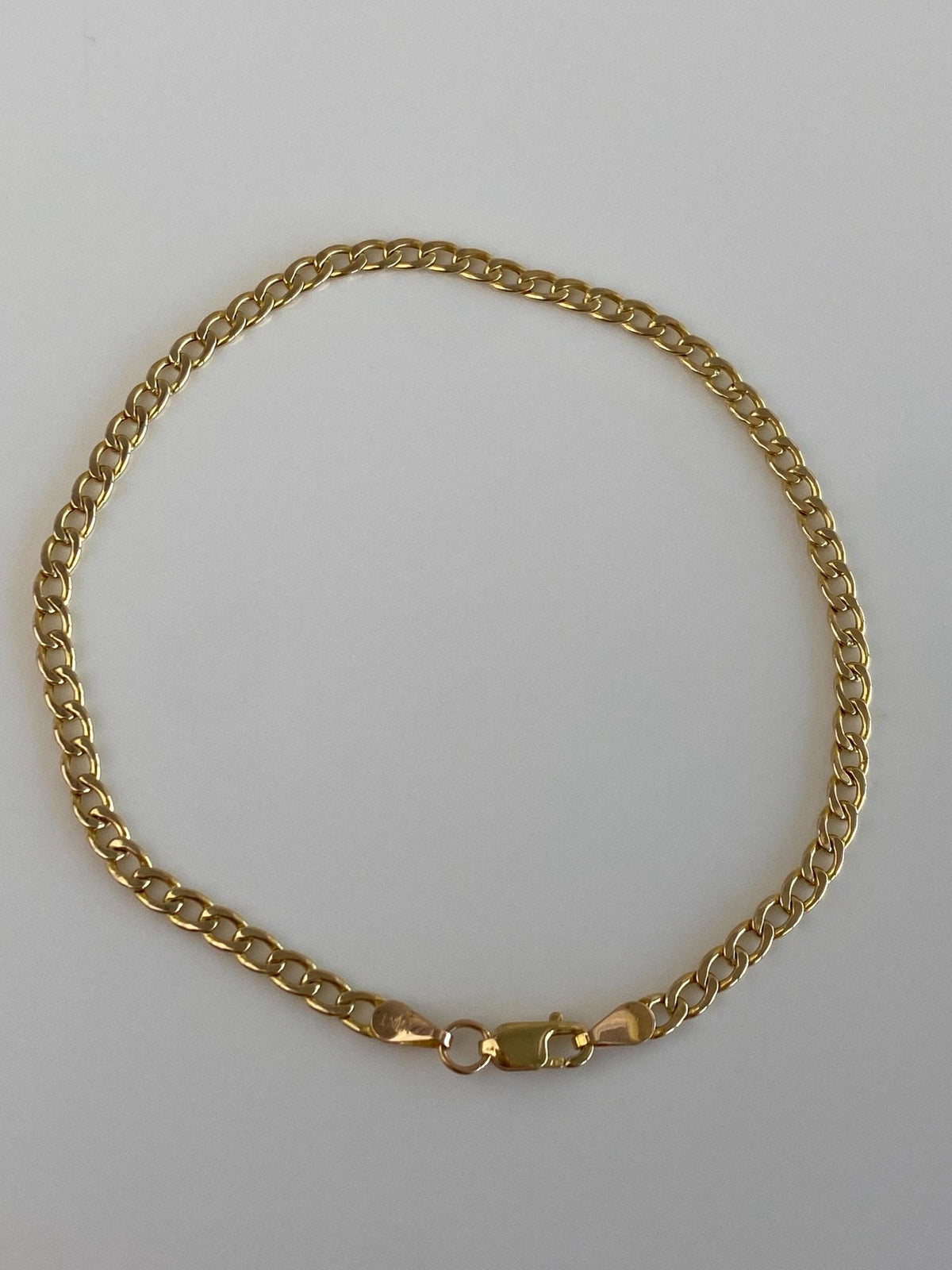 Vintage 10k Yellow Gold Elongated Curb Chain Bracelet - 8 inches