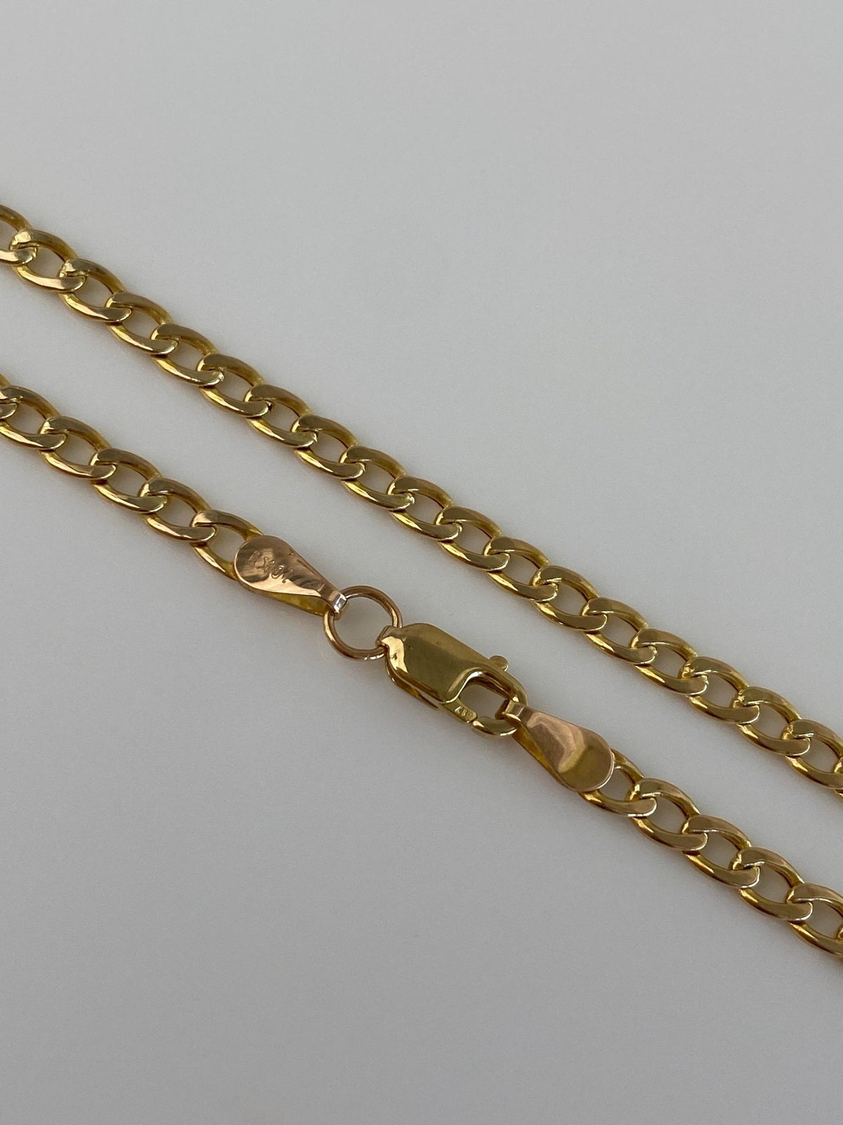 Vintage 10k Yellow Gold Elongated Curb Chain Bracelet - 8 inches