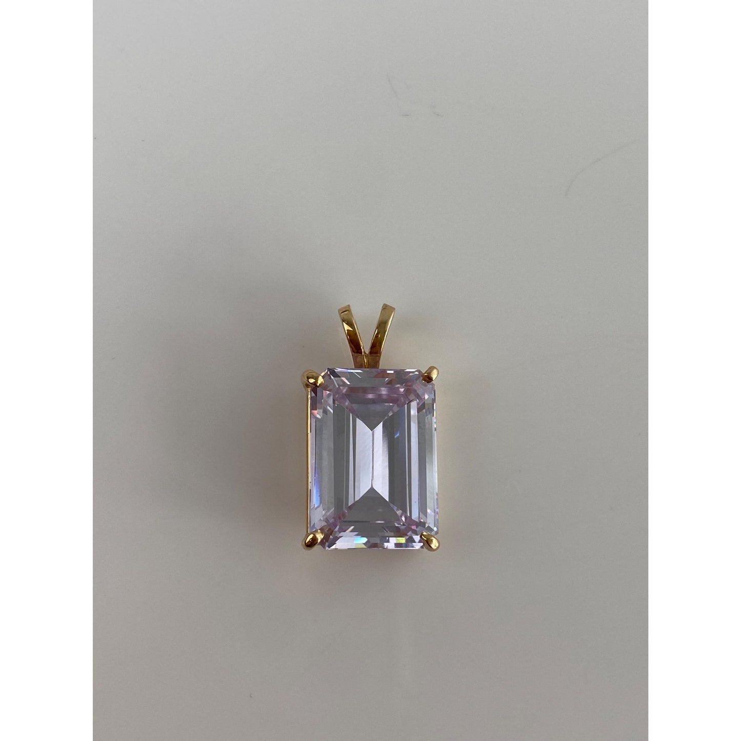Vintage Solid 14k Yellow Gold Lilac Cubic Zirconia Charm