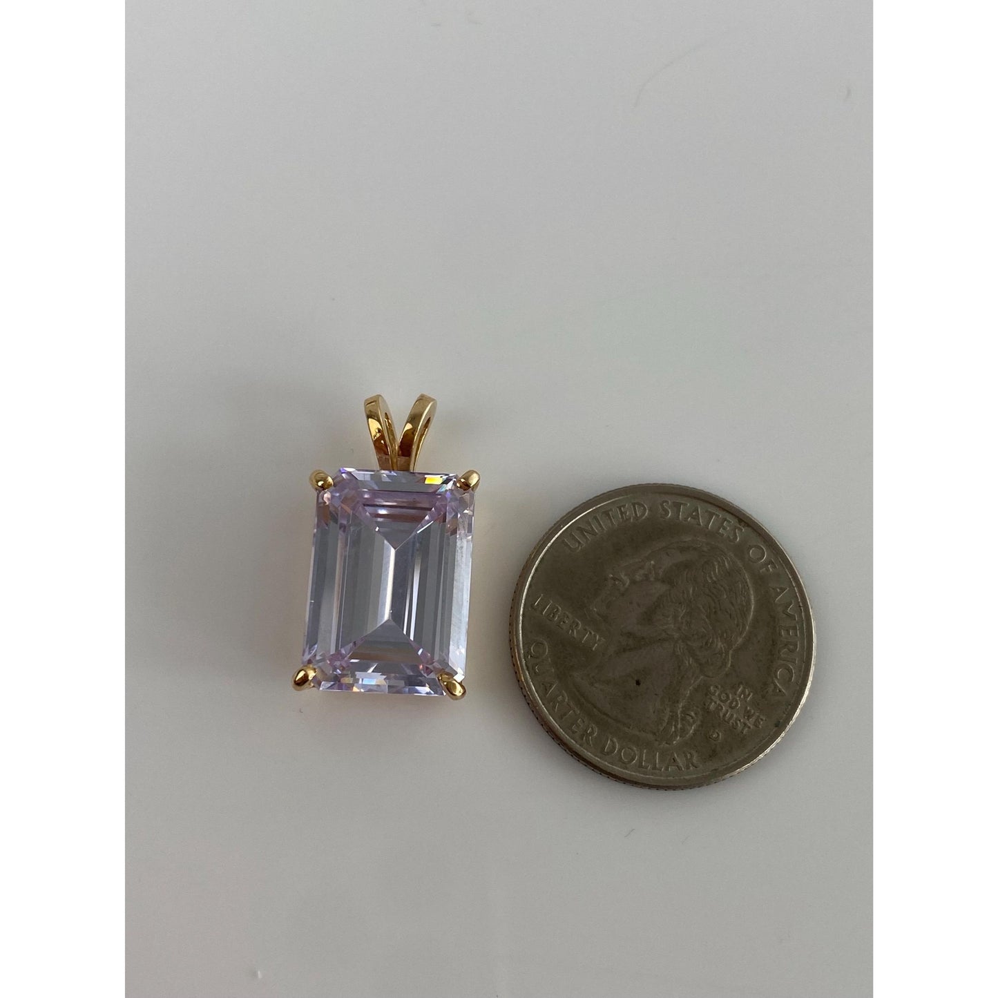 Vintage Solid 14k Yellow Gold Lilac Cubic Zirconia Charm
