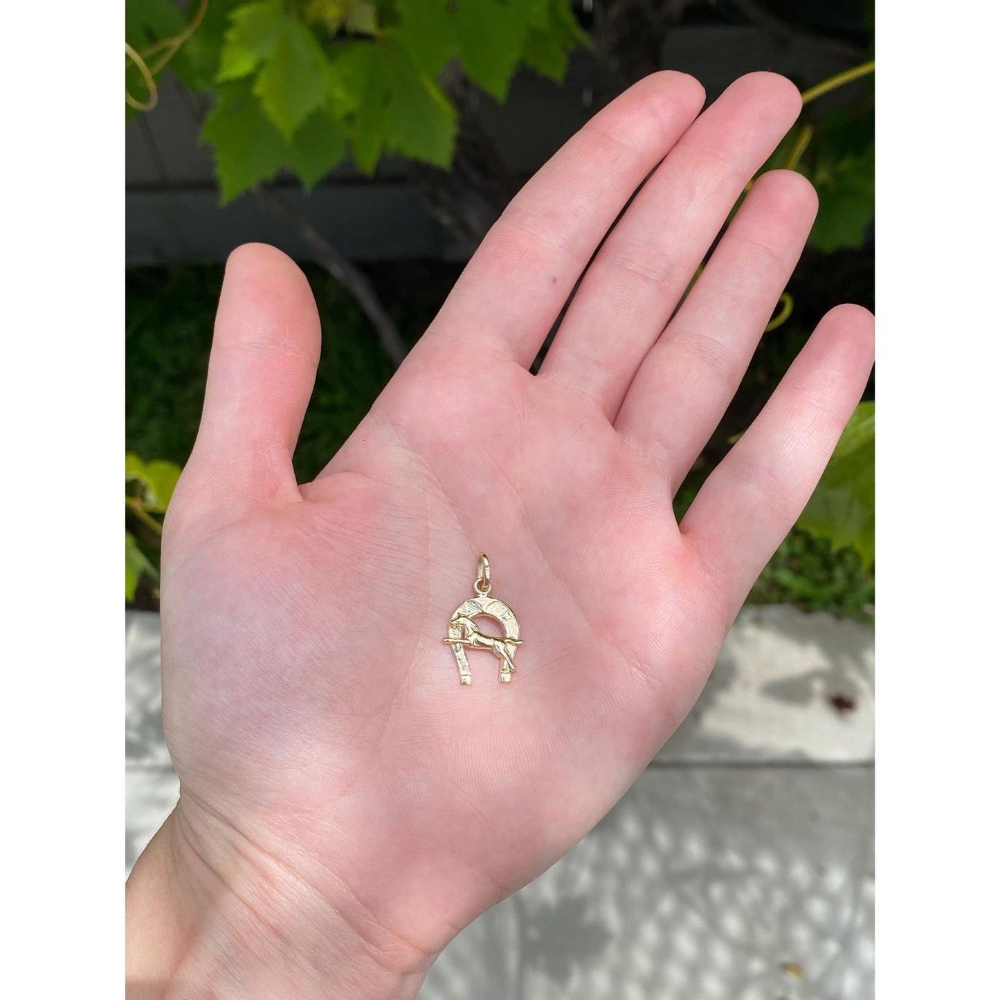 Vintage Solid 14k Yellow Gold Horseshoe Horse Race Charm