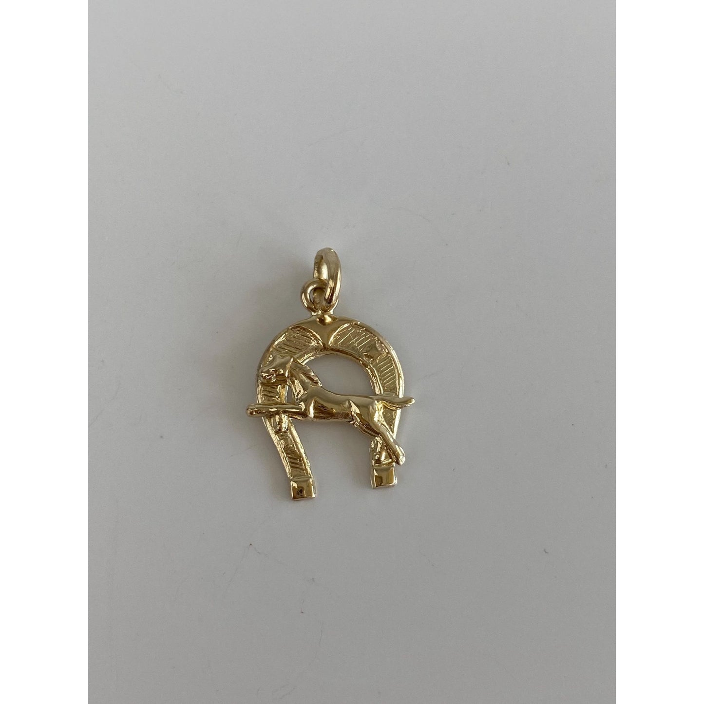 Vintage Solid 14k Yellow Gold Horseshoe Horse Race Charm
