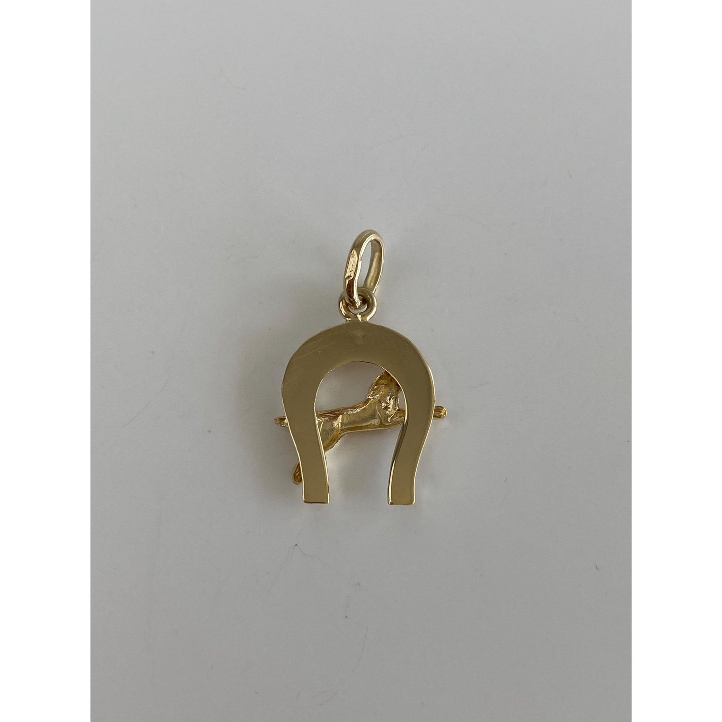 Vintage Solid 14k Yellow Gold Horseshoe Horse Race Charm