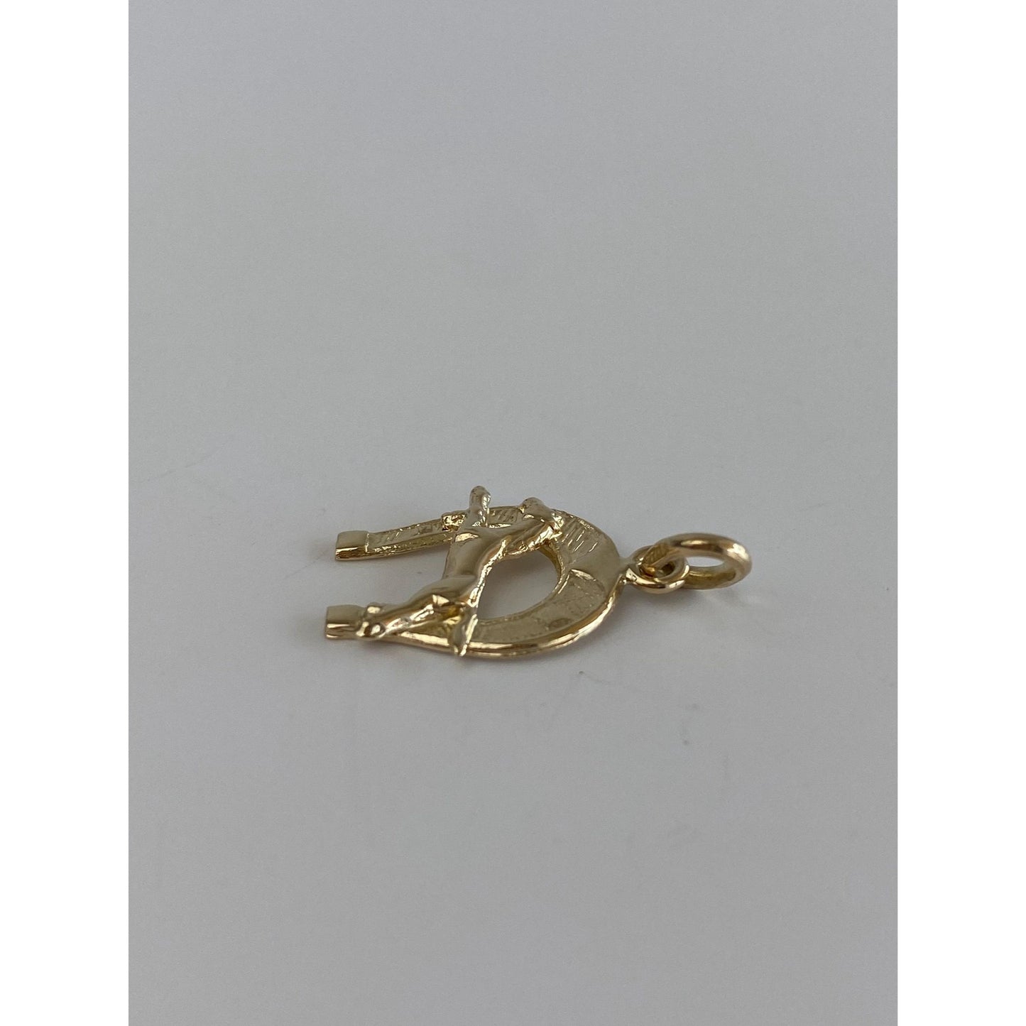 Vintage Solid 14k Yellow Gold Horseshoe Horse Race Charm