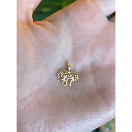 Vintage Solid 14k Yellow Gold Hawaii 87 Charm