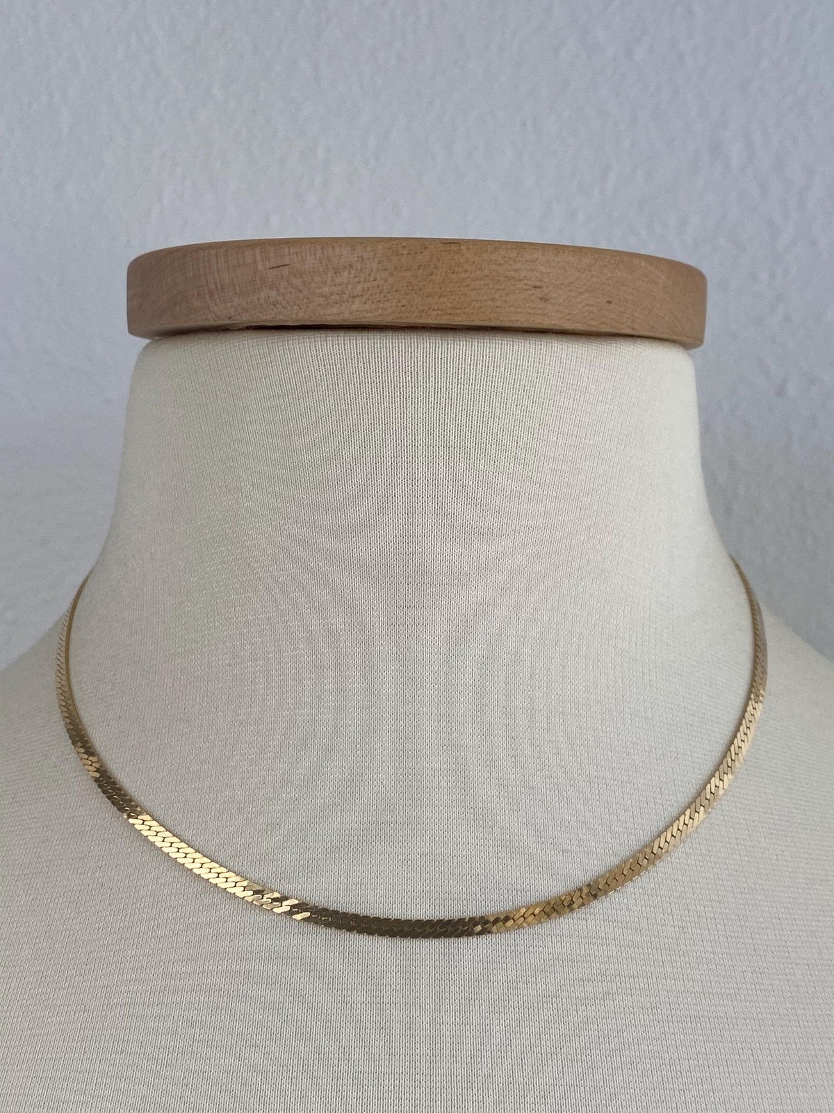 Vintage Solid 14k Yellow Gold Herringbone Chain Necklace - 17 inches