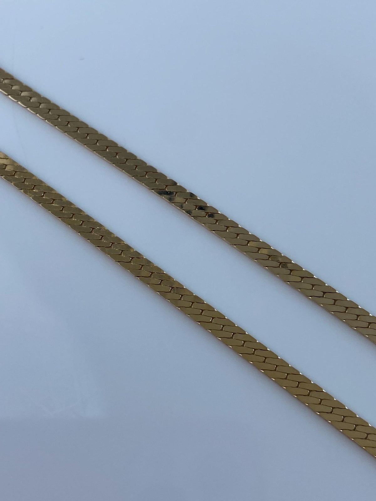 Vintage Solid 14k Yellow Gold Herringbone Chain Necklace - 17 inches