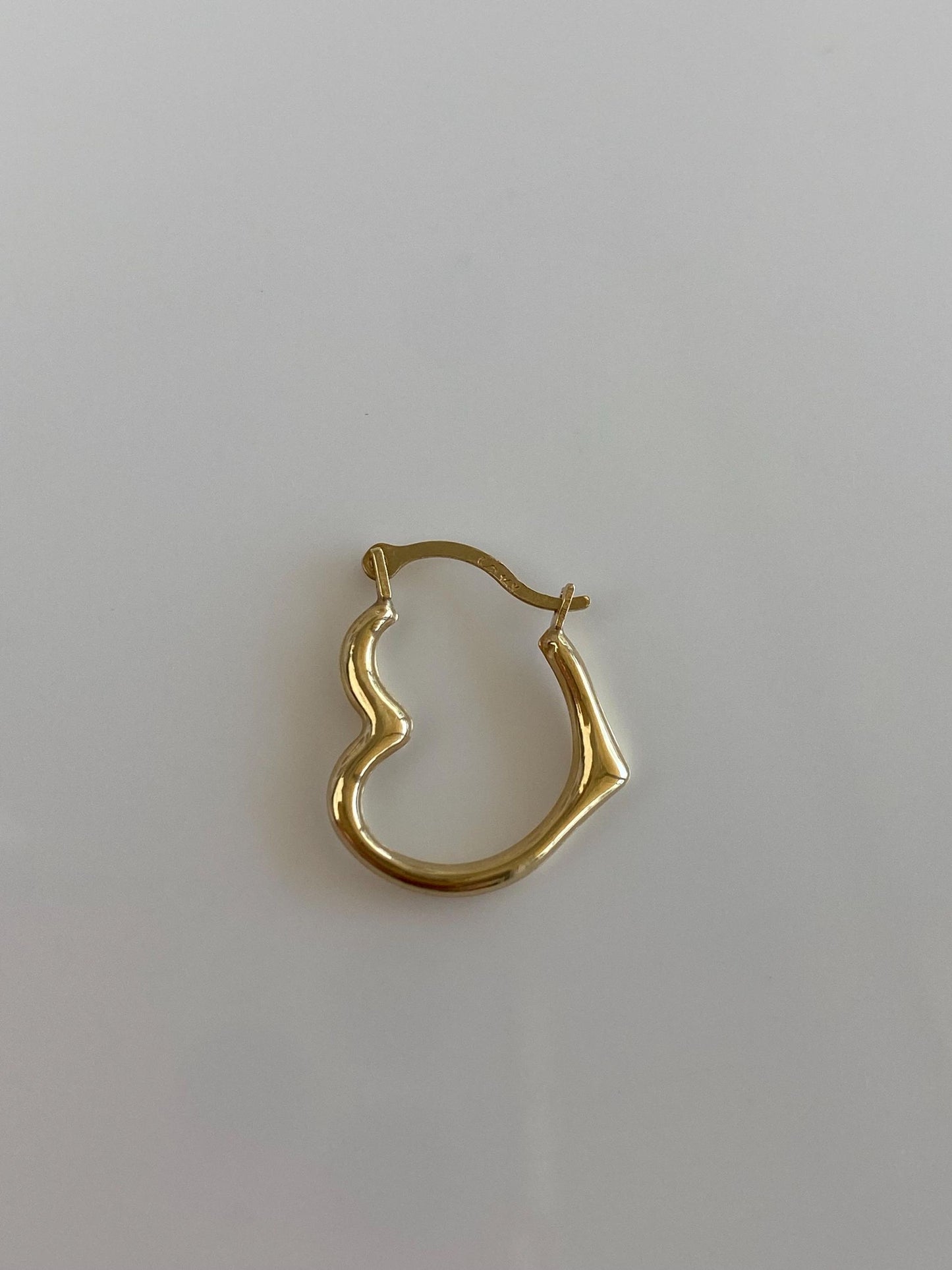 Vintage 14k Yellow Gold SINGLE Heart Hoop Earring
