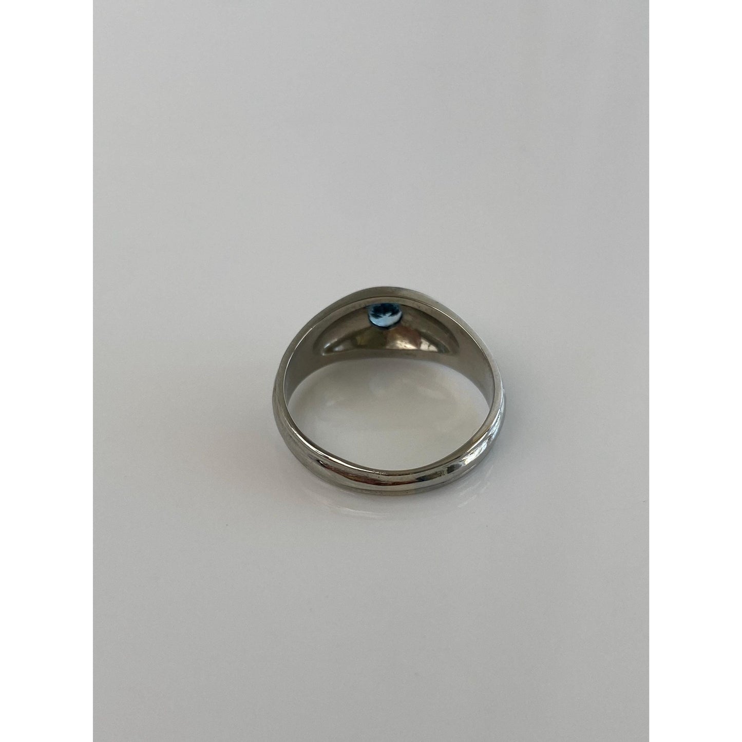 Vintage Solid 18k White Gold Topaz Textured Ring Band - Size 8.5