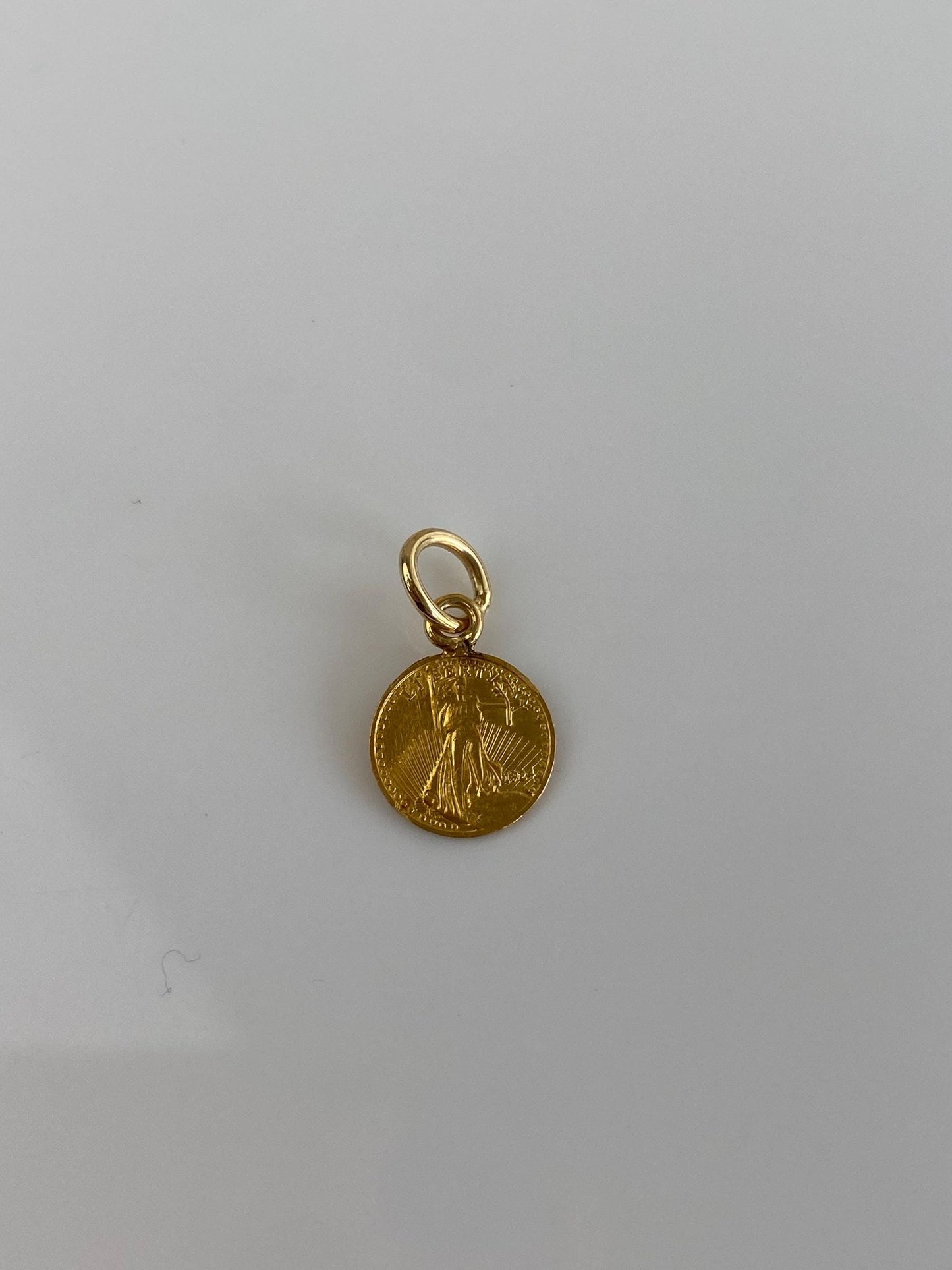 Vintage Solid 18k & 24k Yellow Gold Mini Liberty Coin Charm