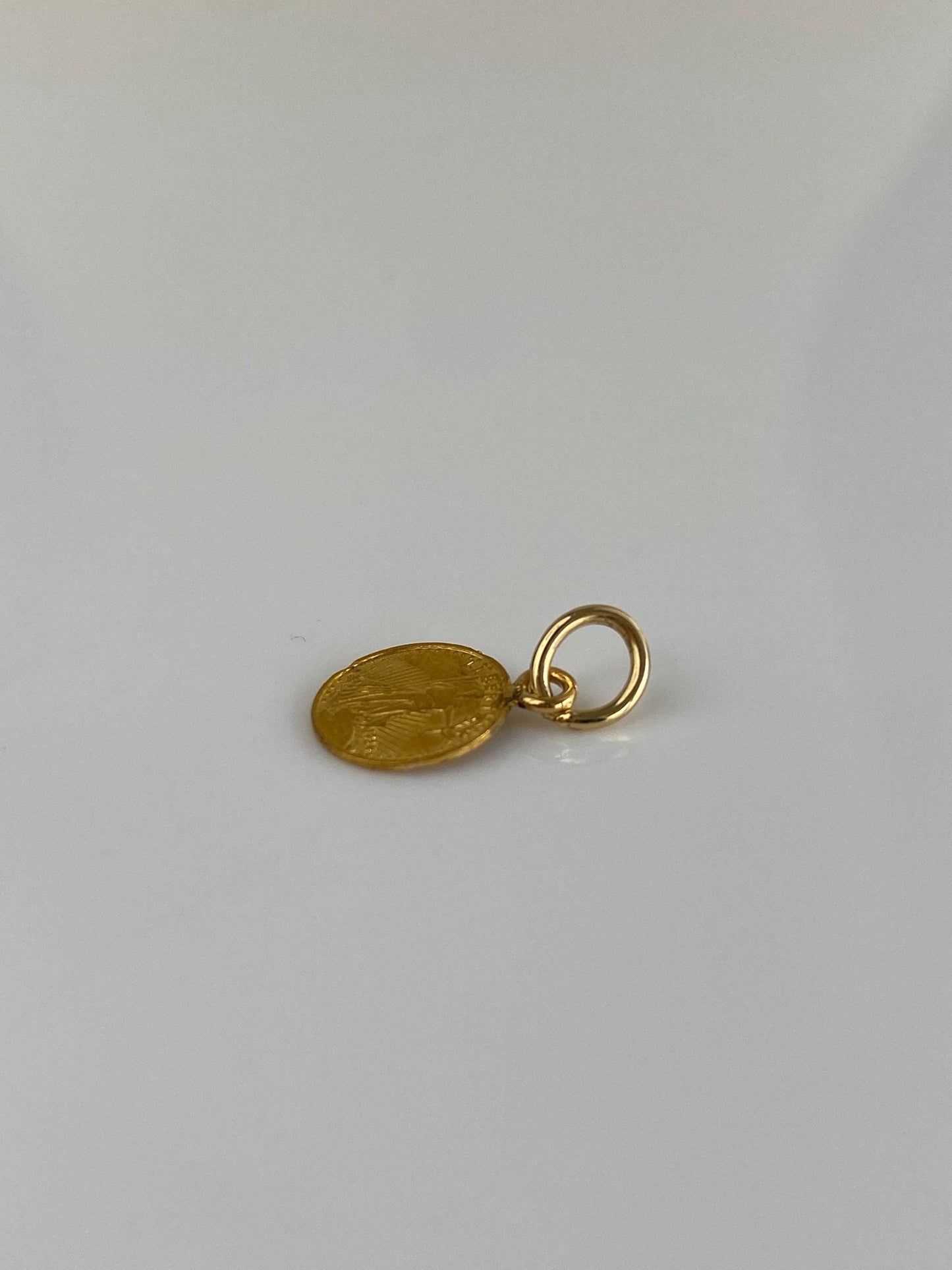 Vintage Solid 18k & 24k Yellow Gold Mini Liberty Coin Charm