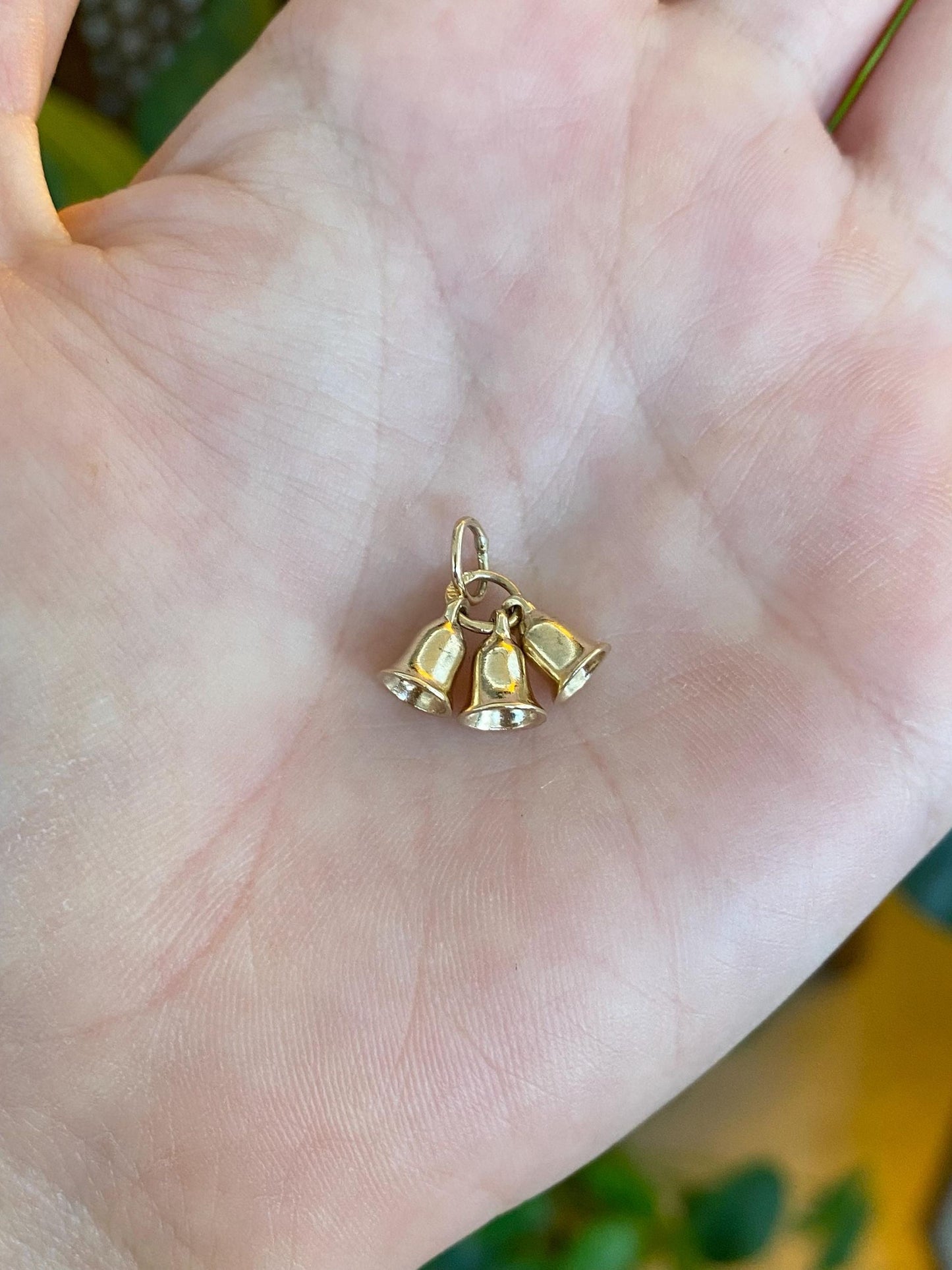 Vintage Solid 10k Yellow Gold Triple Bell Charm