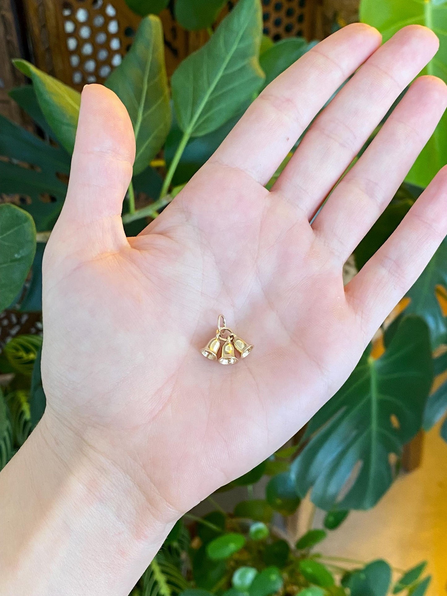 Vintage Solid 10k Yellow Gold Triple Bell Charm
