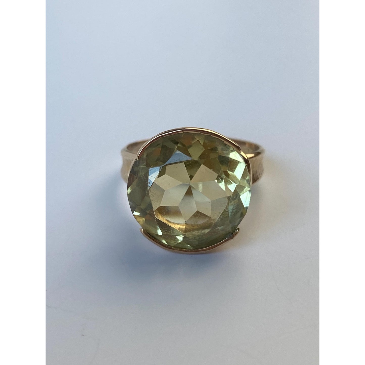 Vintage Solid 18k Yellow Gold Lemon Quartz Ring - Size 6.5