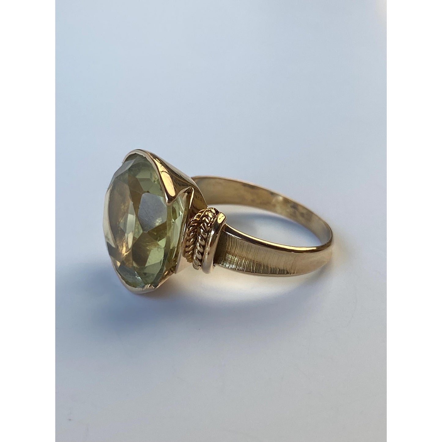 Vintage Solid 18k Yellow Gold Lemon Quartz Ring - Size 6.5