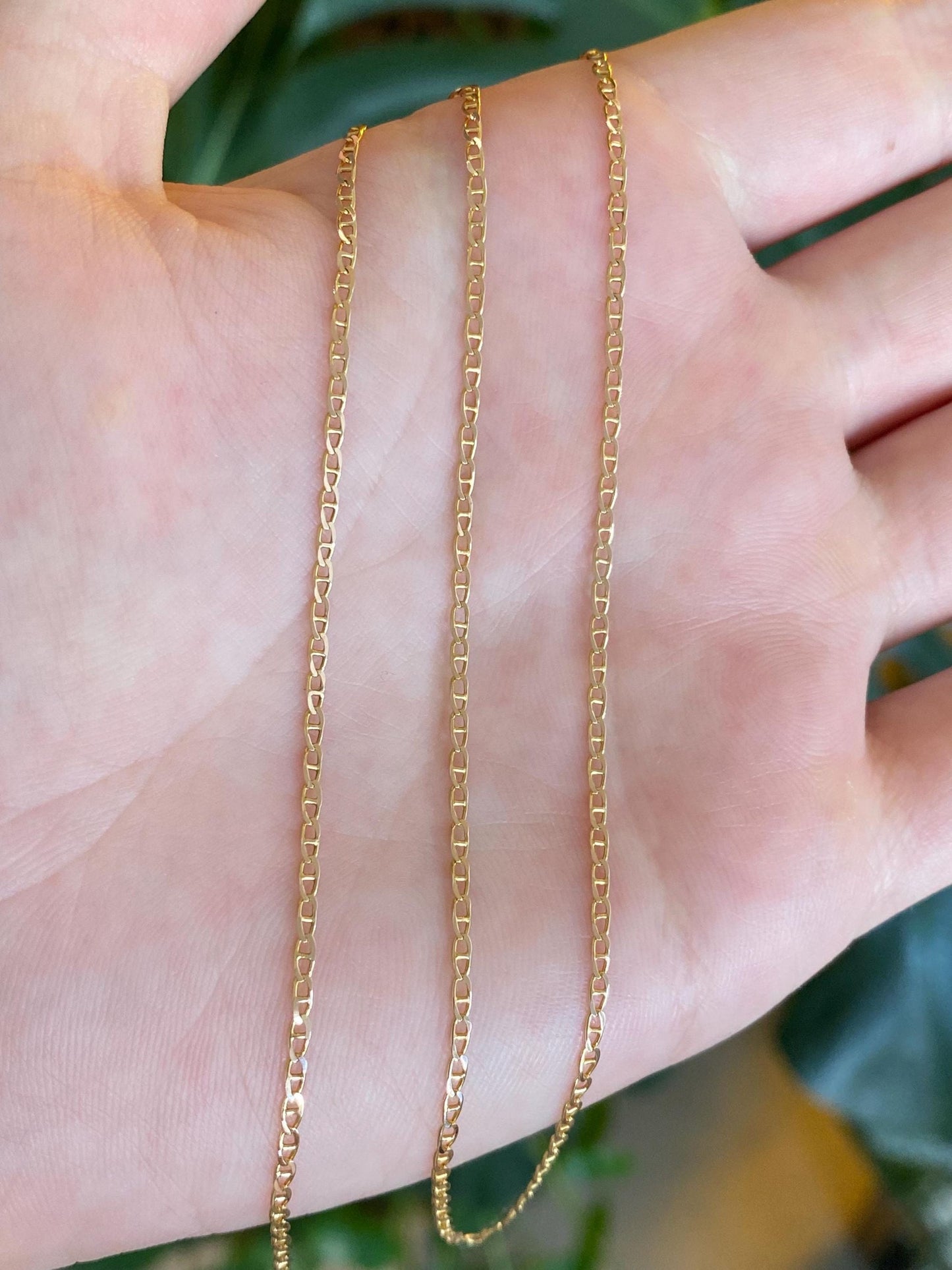 Vintage Solid 14k Yellow Gold Mariner Link Chain Necklace - 16.5 inches