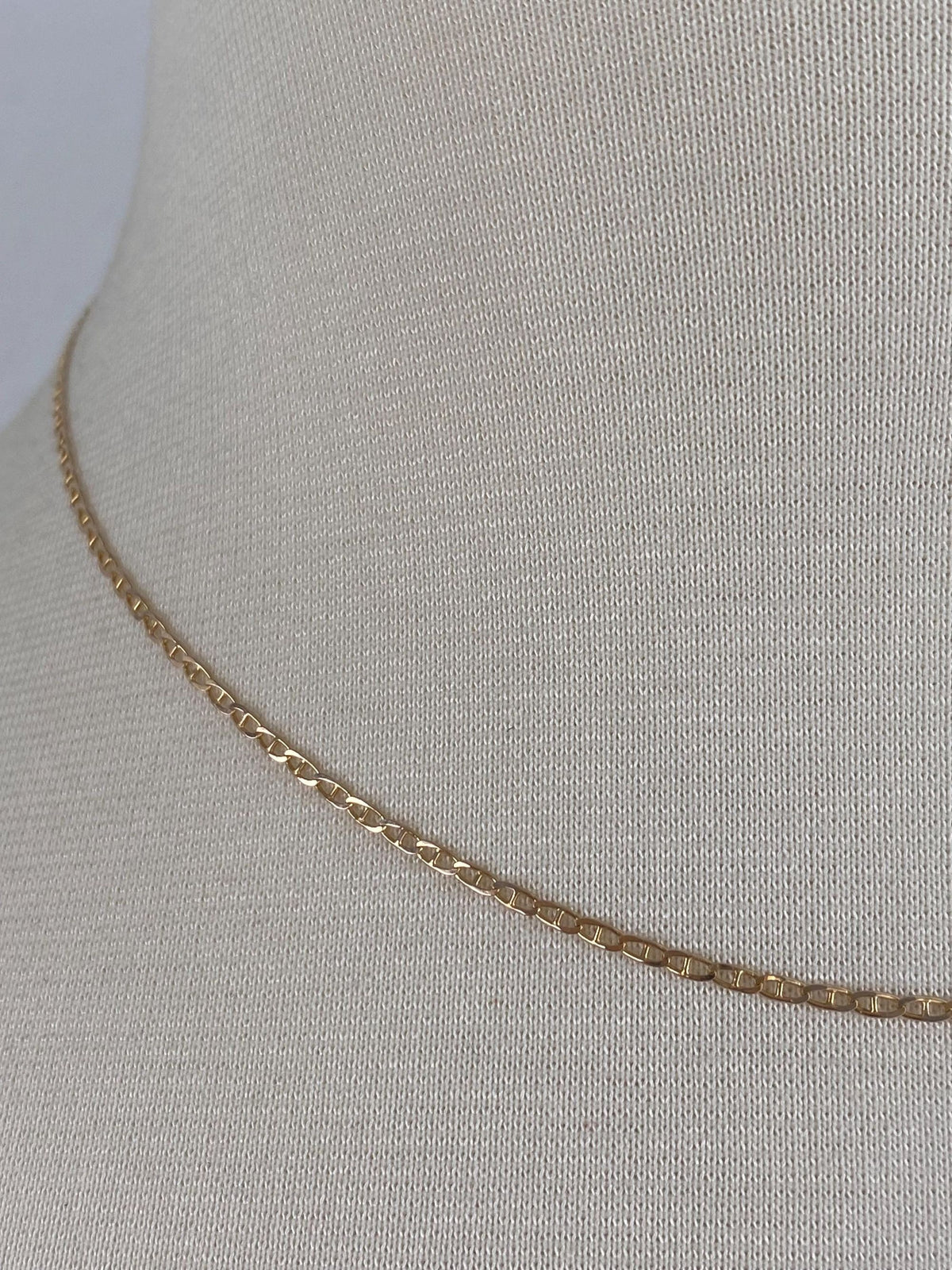 Vintage Solid 14k Yellow Gold Mariner Link Chain Necklace - 16.5 inches