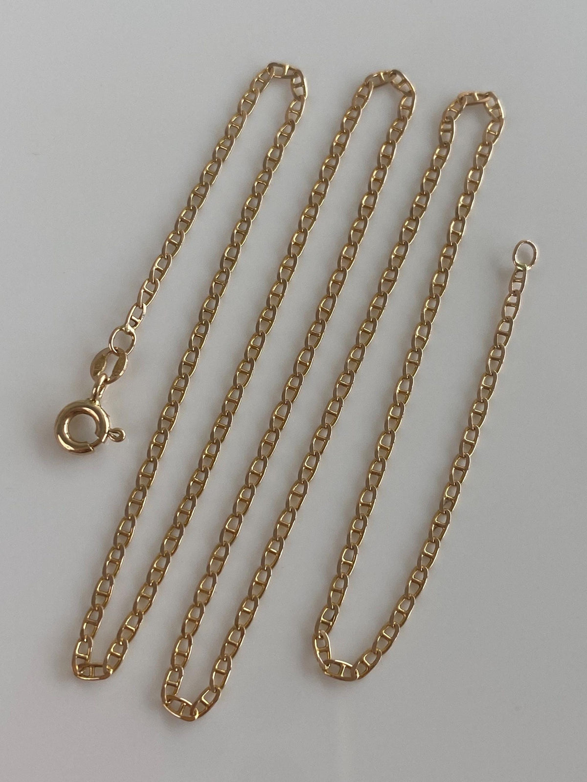 Vintage Solid 14k Yellow Gold Mariner Link Chain Necklace - 16.5 inches