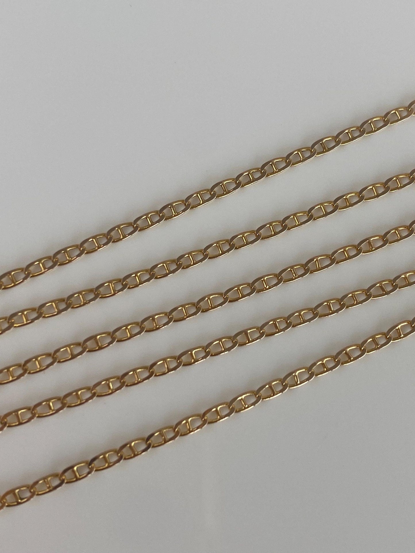 Vintage Solid 14k Yellow Gold Mariner Link Chain Necklace - 16.5 inches
